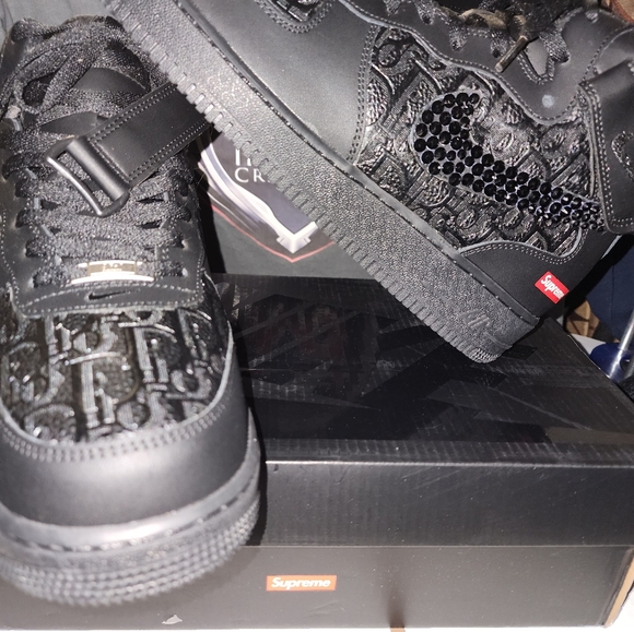 NWB Custom Supreme  AF1'S with Dior & Black Stones. 10.5 - Picture 3 of 7